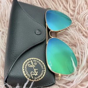 RayBan Green Mirror Aviators Sunglasses